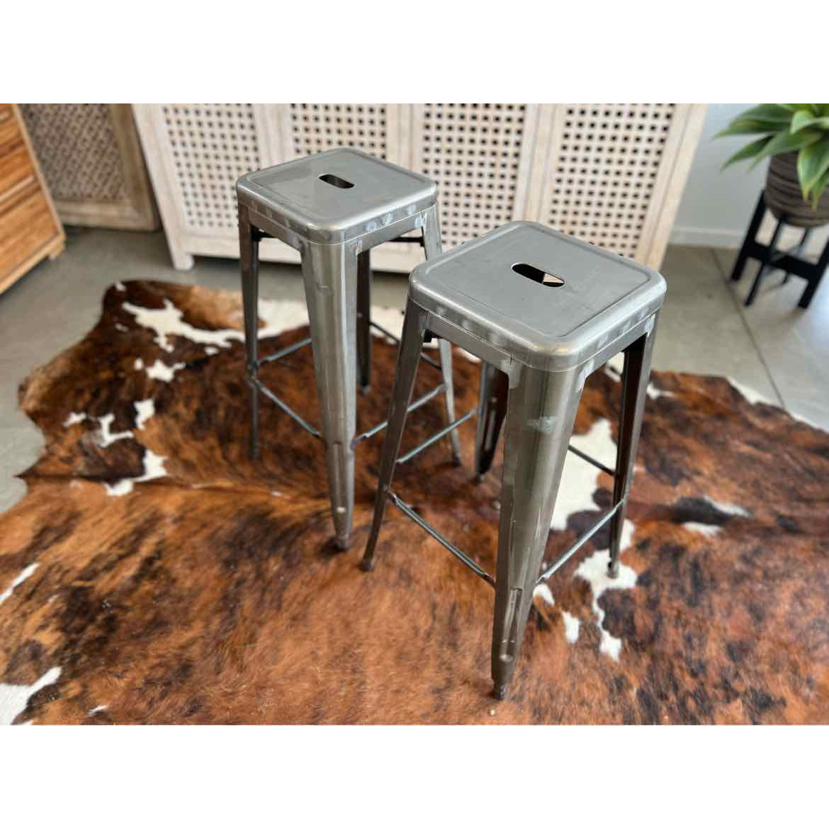 Pair of Metal Barstools - colletteconsignment.com
