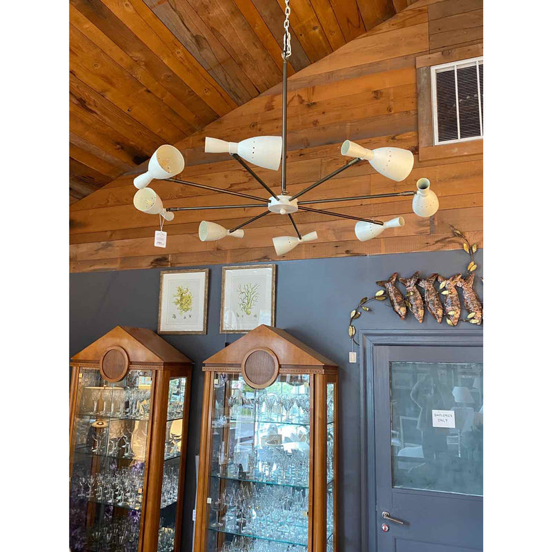 Mascagni Chandelier Danish White w/Aged Brass