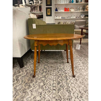 Oval Wooden Side Table w/ Scalloped Apron