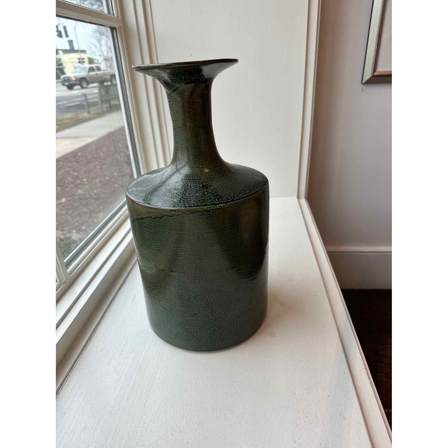 Ceramic Teal Vase 8"Diam x 15"H