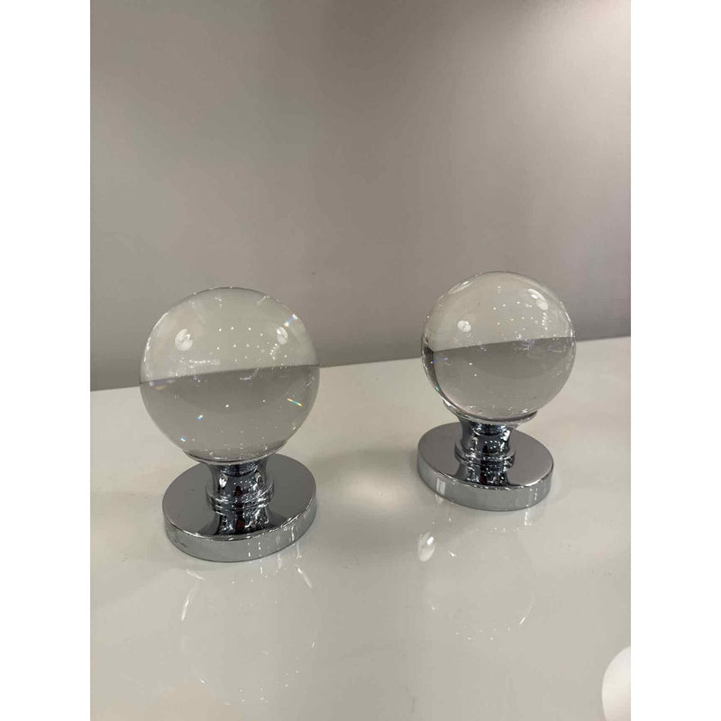 Kate Spade Crystal Oversized Pair of Doorknobs w/ Backplates (Chrome)
