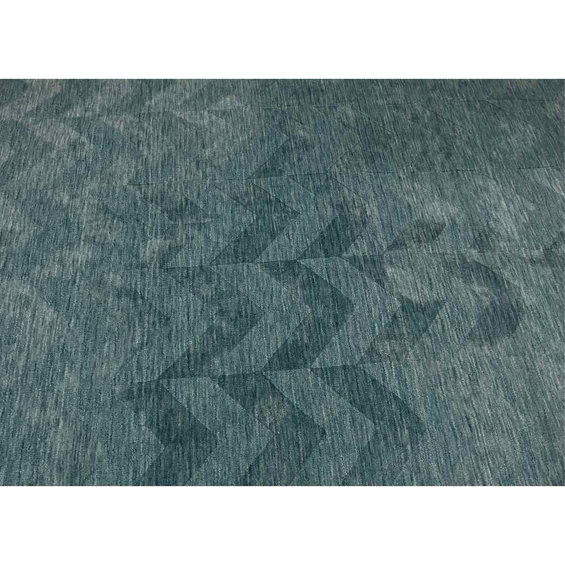 Turquoise Wool Hand Tufted Arrow Patter Rug 9'5"x13'5" - colletteconsignment.com